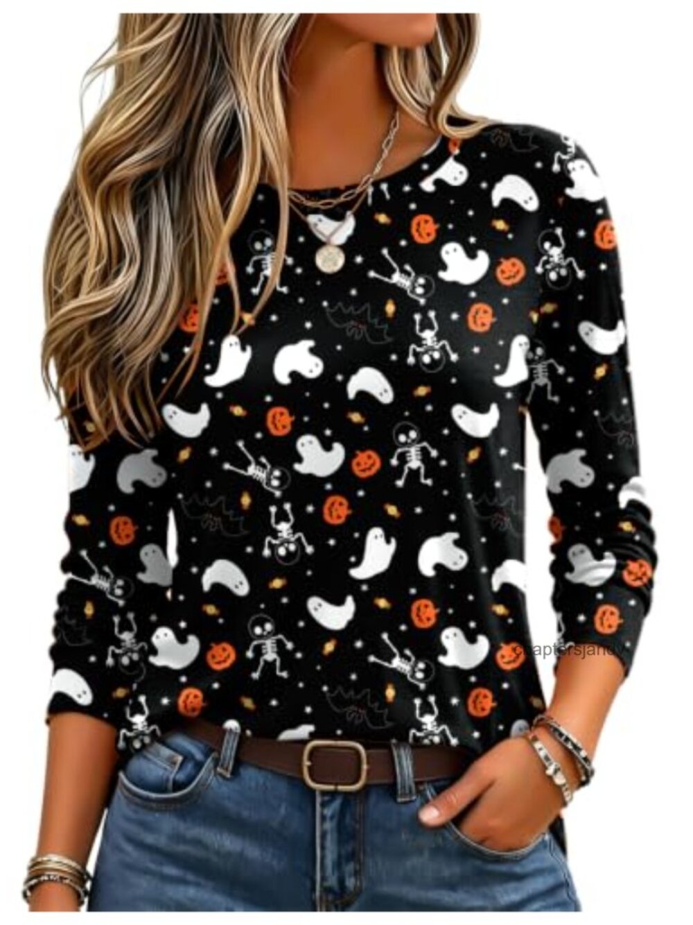 Women's Long Sleeve Crewneck T-Shirt Stretch Casual Top
